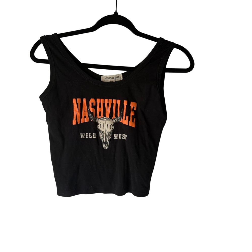 Obsessive Love Nashville Wild West Skull Graphic Tank‎ Top XL Black Western